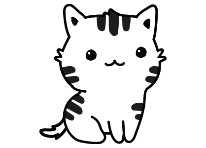 A kawaii kitten coloring page. A cute kitten drawing to color.